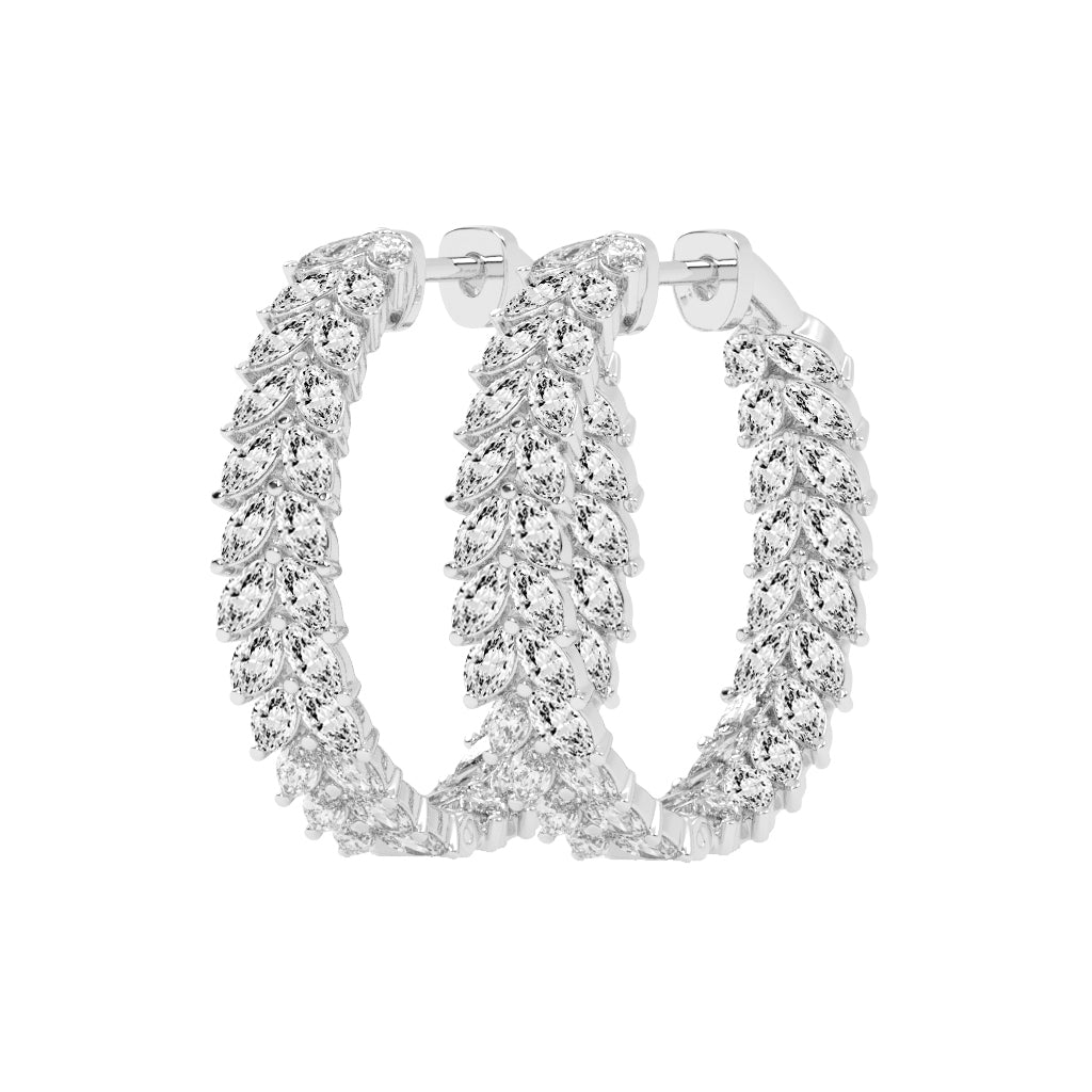 Cascading Marquise Diamond Hoop Earrings