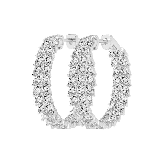 Cascading Marquise Diamond Hoop Earrings