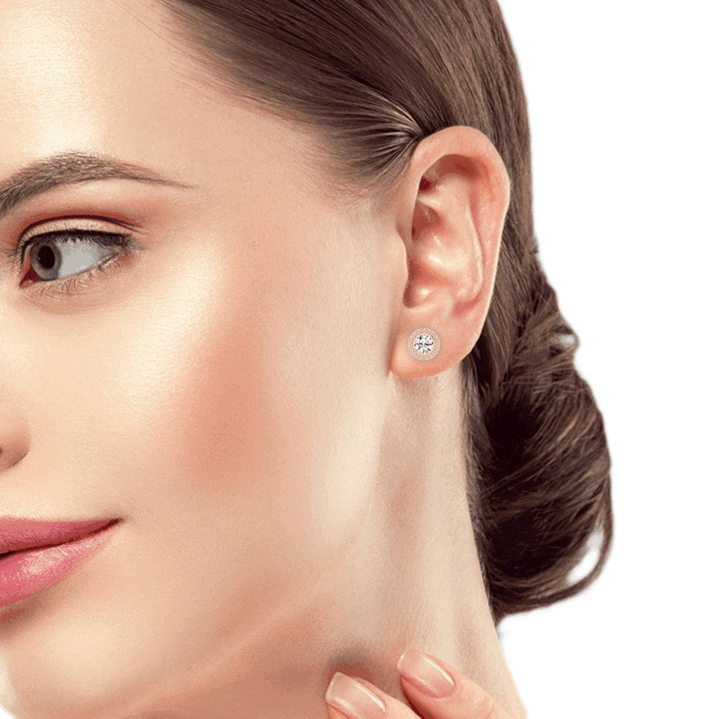 Classic Radiance Dual Halo Diamond Stud Earrings
