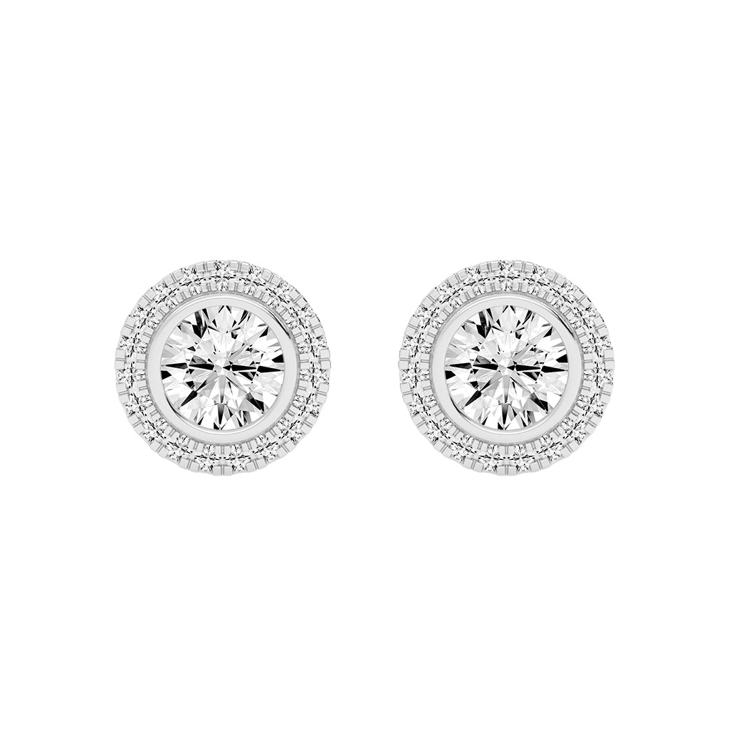Classic Radiance Dual Halo Diamond Stud Earrings