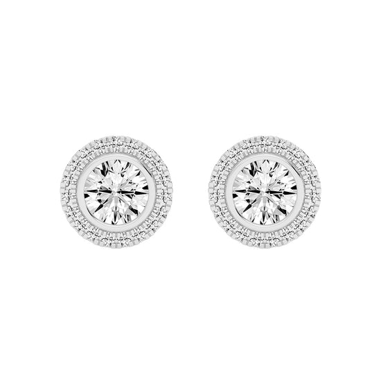 Classic Radiance Dual Halo Diamond Stud Earrings