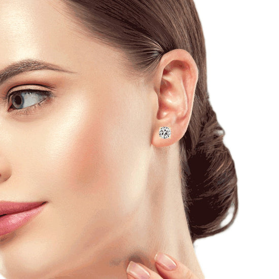 Pillow of Light Diamond Stud Earrings