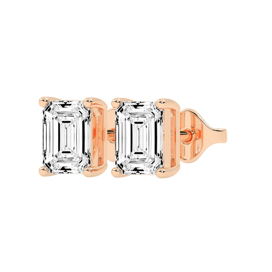 Architectural Brilliance Emerald-Cut Diamond Stud Earrings