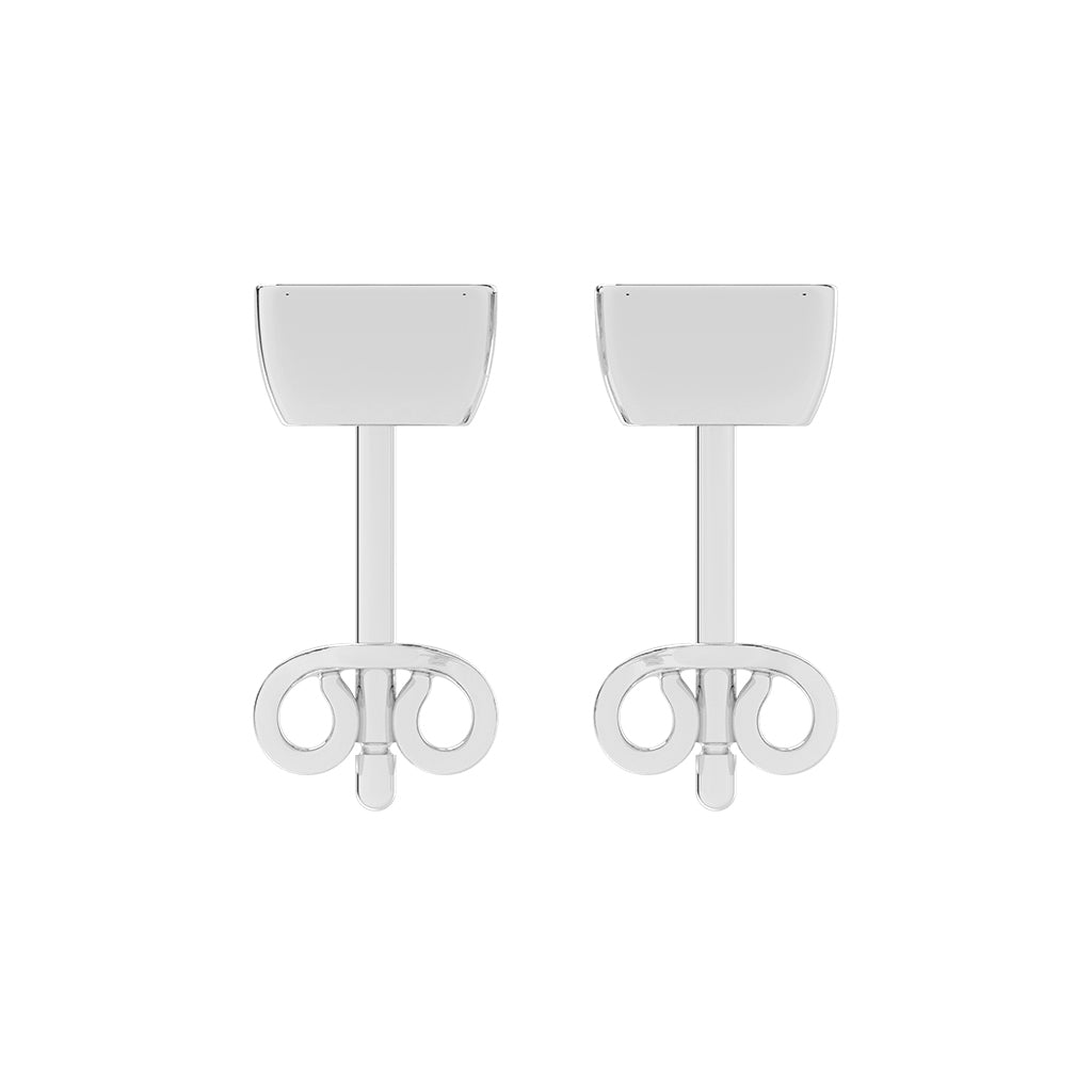 Modern Edge Bezel Princess Diamond Stud Earrings