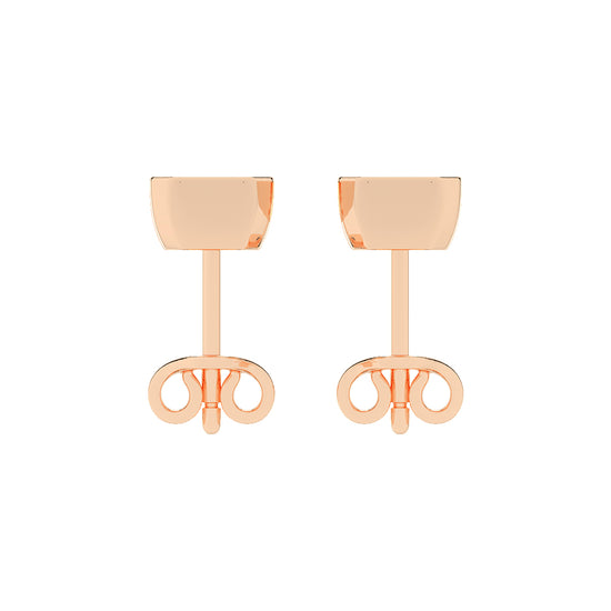 Streamlined Elegance Bezel Emerald-Cut Diamond Stud Earrings