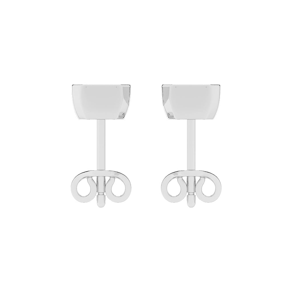 Streamlined Elegance Bezel Emerald-Cut Diamond Stud Earrings