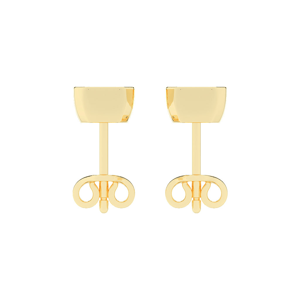 Streamlined Elegance Bezel Emerald-Cut Diamond Stud Earrings