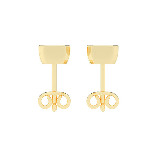 Streamlined Elegance Bezel Emerald-Cut Diamond Stud Earrings