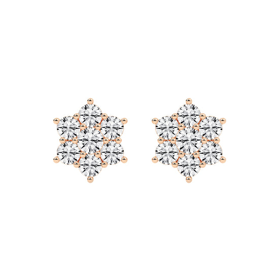 Stellar Bloom Diamond Cluster Stud Earrings