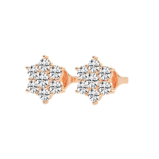 Stellar Bloom Diamond Cluster Stud Earrings