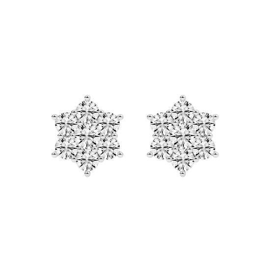 Stellar Bloom Diamond Cluster Stud Earrings