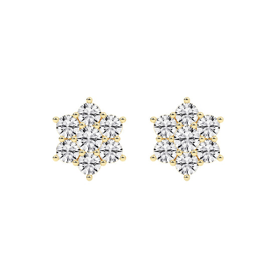 Stellar Bloom Diamond Cluster Stud Earrings