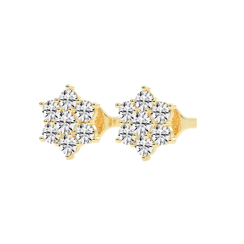 Stellar Bloom Diamond Cluster Stud Earrings