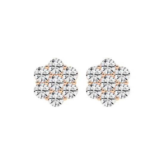 Cosmic Bloom Diamond Cluster Stud Earrings