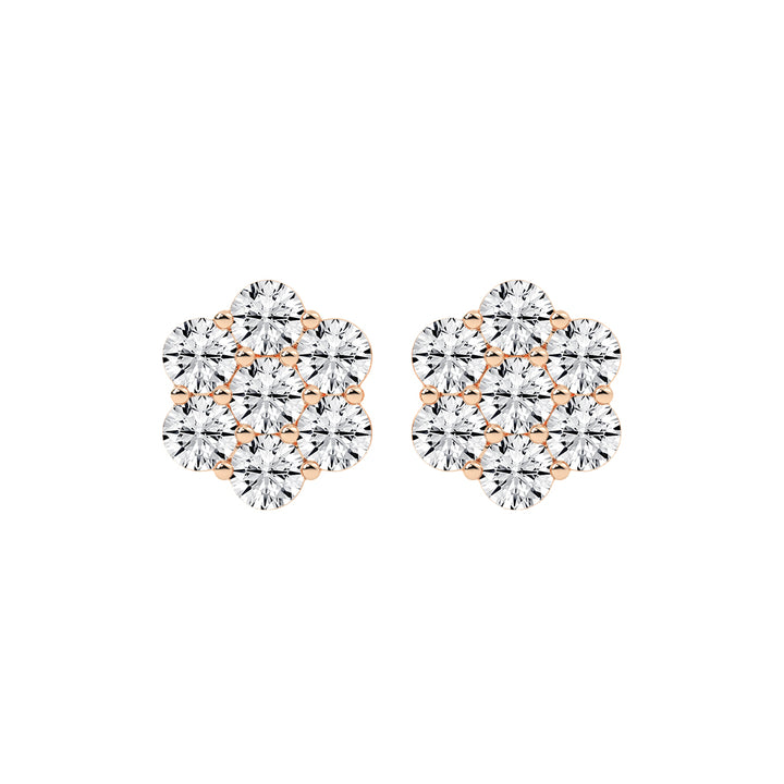 Cosmic Bloom Diamond Cluster Stud Earrings