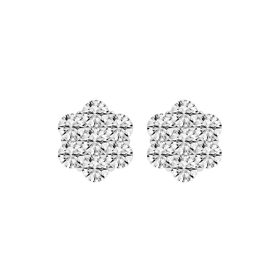 Cosmic Bloom Diamond Cluster Stud Earrings