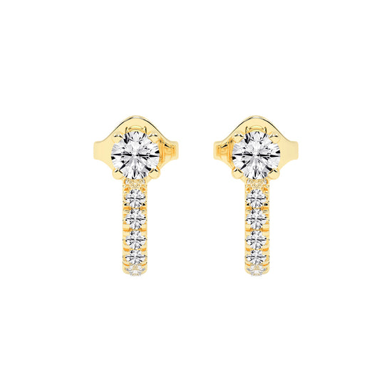 Convertible Brilliance Round Diamond Hoop Jacket Earrings
