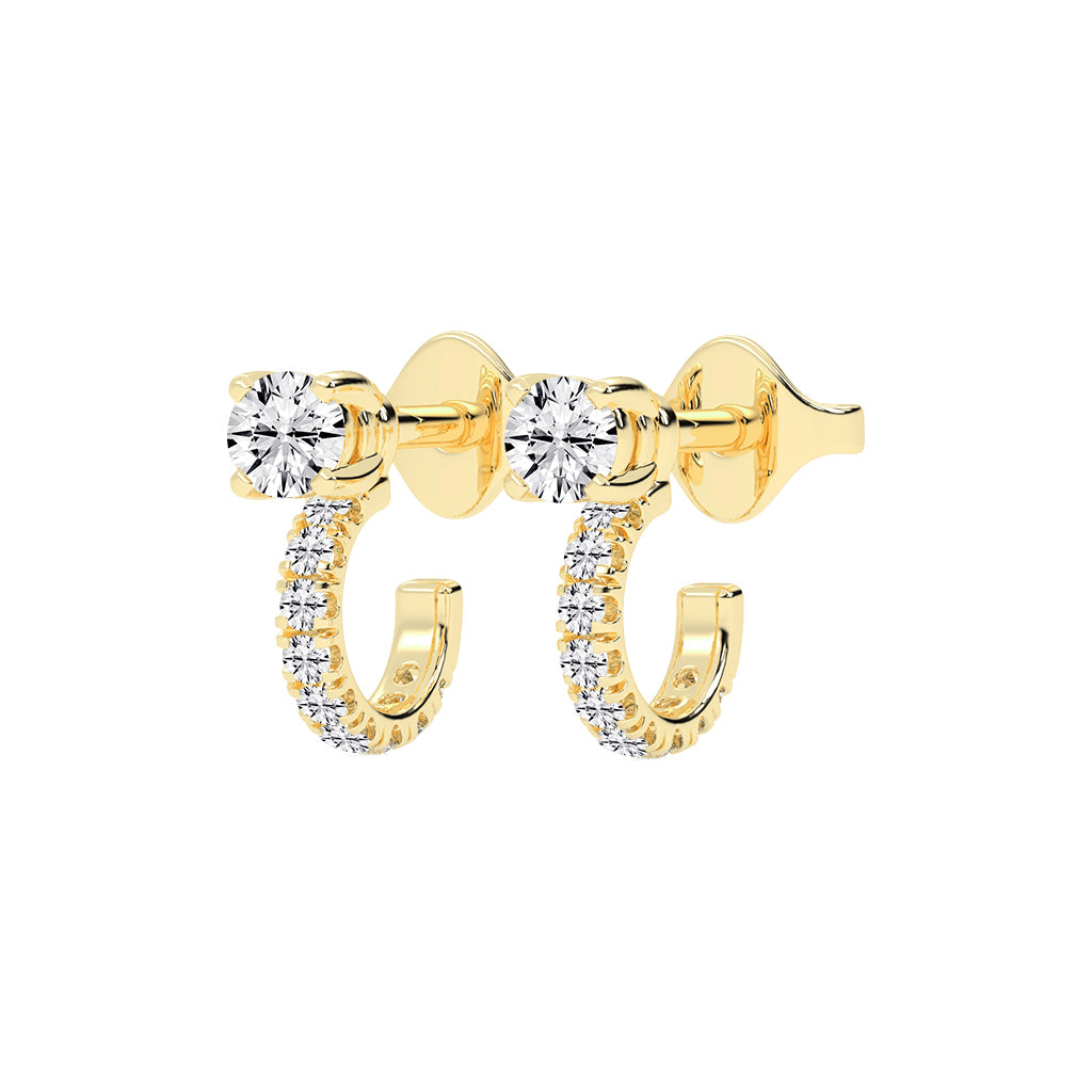 Convertible Brilliance Round Diamond Hoop Jacket Earrings