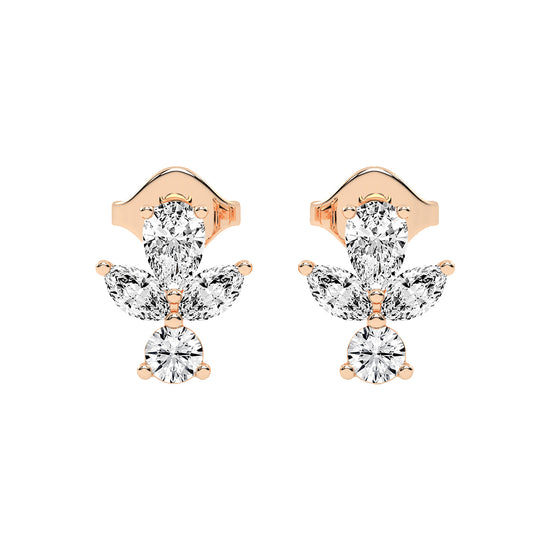 Ethereal Blossom Mixed Cut Diamond Cluster Studs