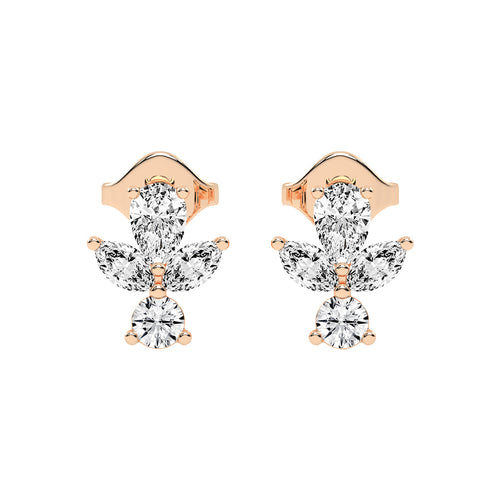 Ethereal Blossom Mixed Cut Diamond Cluster Studs