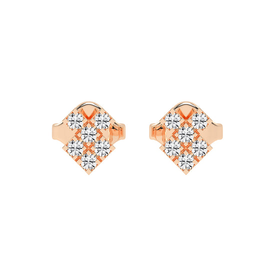 Pave Square Cluster Diamond Studs