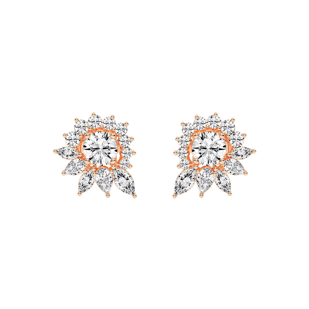 Celestial Bloom Radiating Marquise Diamond Studs