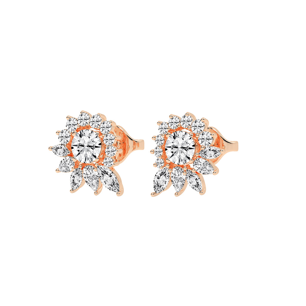Celestial Bloom Radiating Marquise Diamond Studs