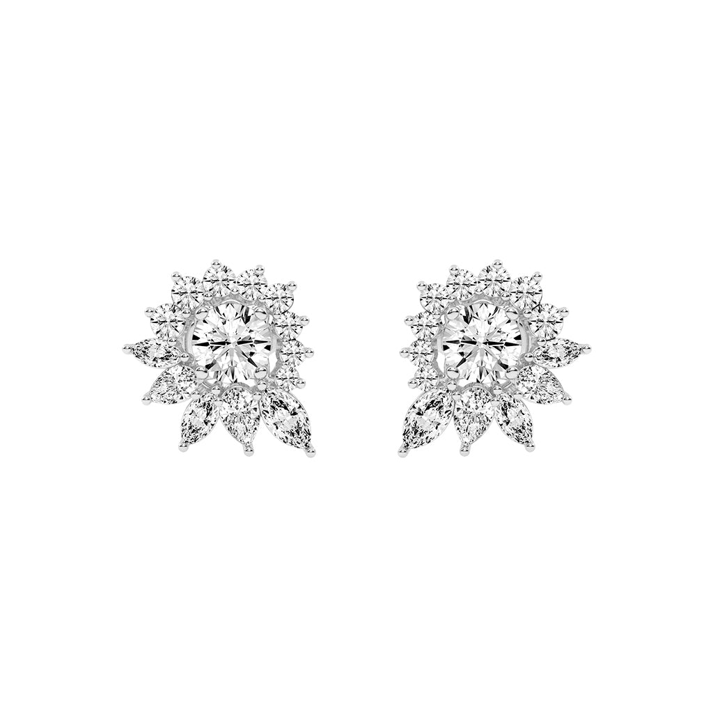 Celestial Bloom Radiating Marquise Diamond Studs