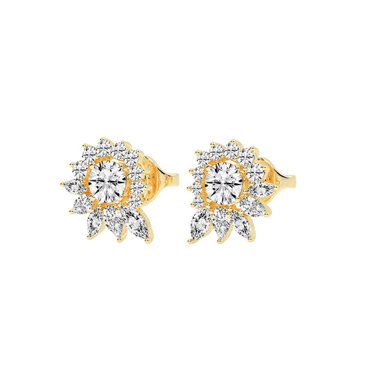 Celestial Bloom Radiating Marquise Diamond Studs