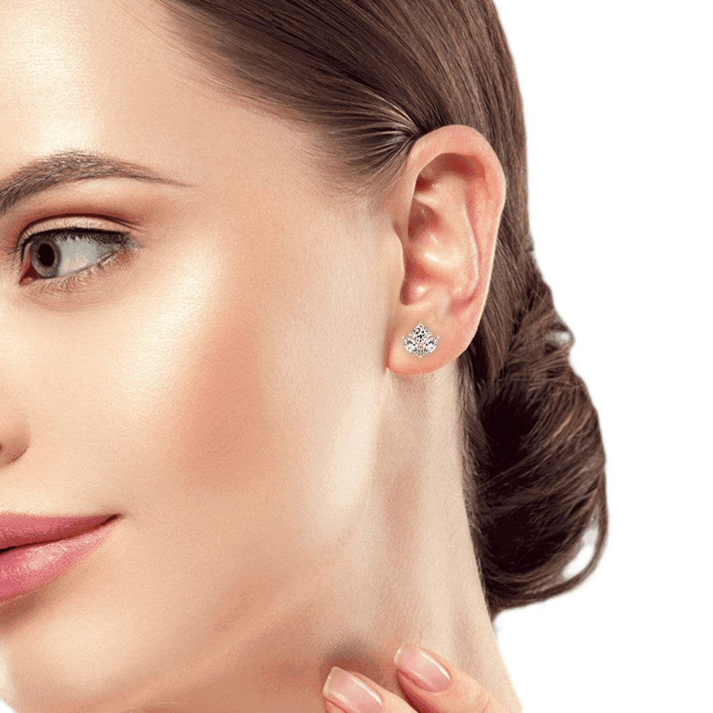 Elegant Petalette Round Marquise Diamond Studs
