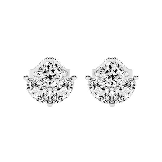 Elegant Petalette Round Marquise Diamond Studs