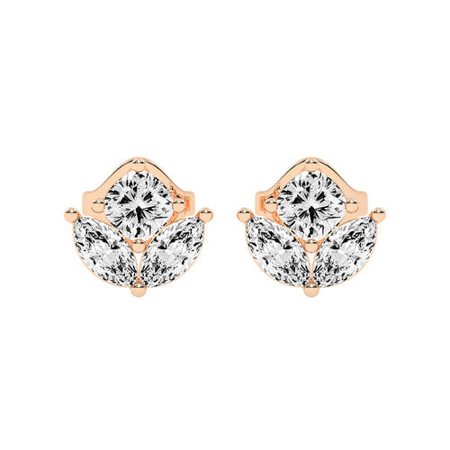 Elegant Petalette Round Marquise Diamond Studs