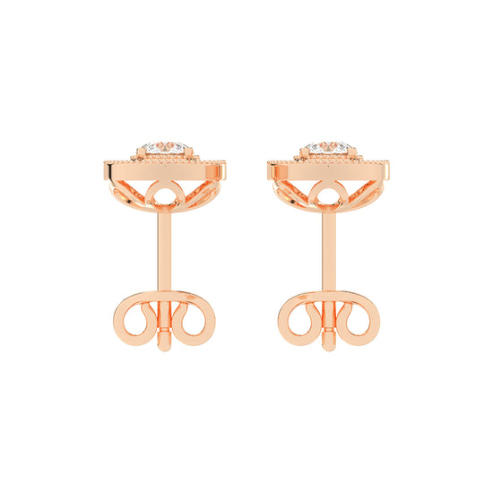 Vintage Inspired Milgrain Halo Diamond Studs