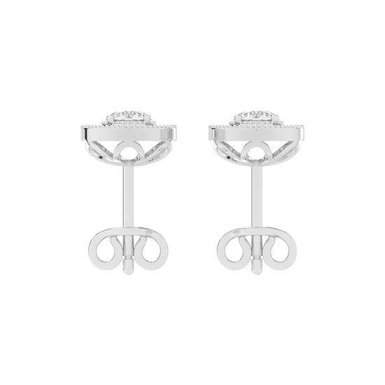 Vintage Inspired Milgrain Halo Diamond Studs