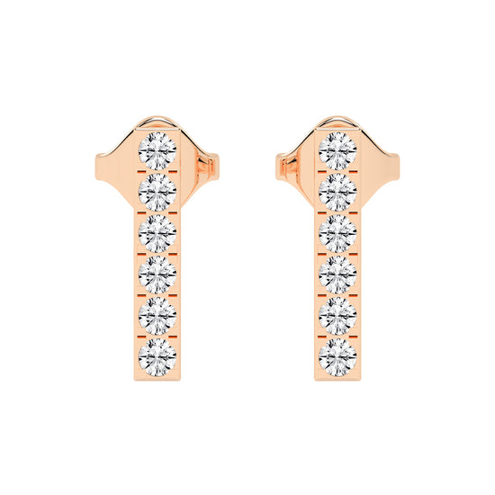 Sleek Linear Sparkle Diamond Bar Studs