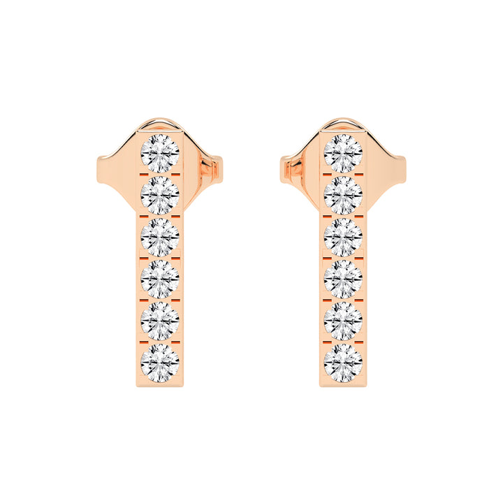 Sleek Linear Sparkle Diamond Bar Studs