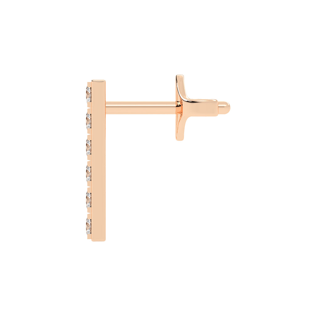 Sleek Linear Sparkle Diamond Bar Studs