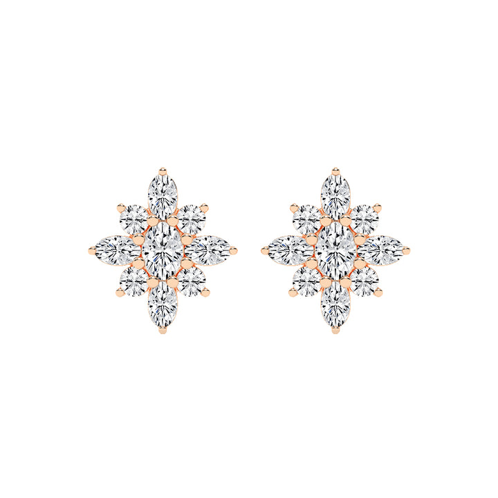 Radiant Petal Burst Mixed Cut Diamond Studs