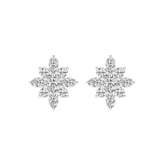 Radiant Petal Burst Mixed Cut Diamond Studs