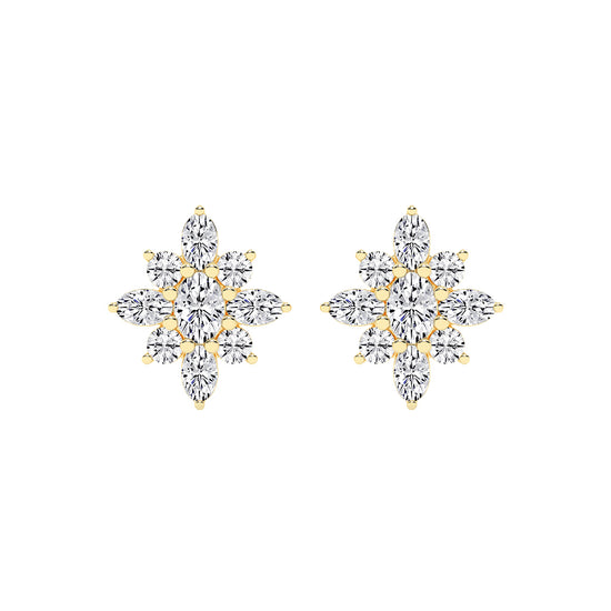 Radiant Petal Burst Mixed Cut Diamond Studs