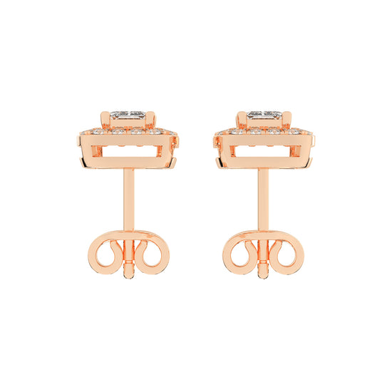 Regal Emerald Halo Diamond Studs