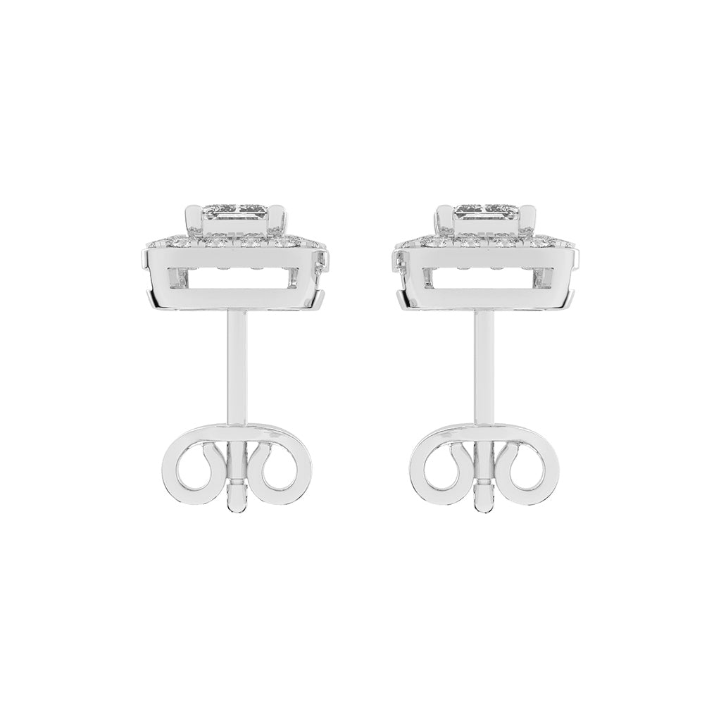 Regal Emerald Halo Diamond Studs