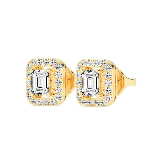 Regal Emerald Halo Diamond Studs