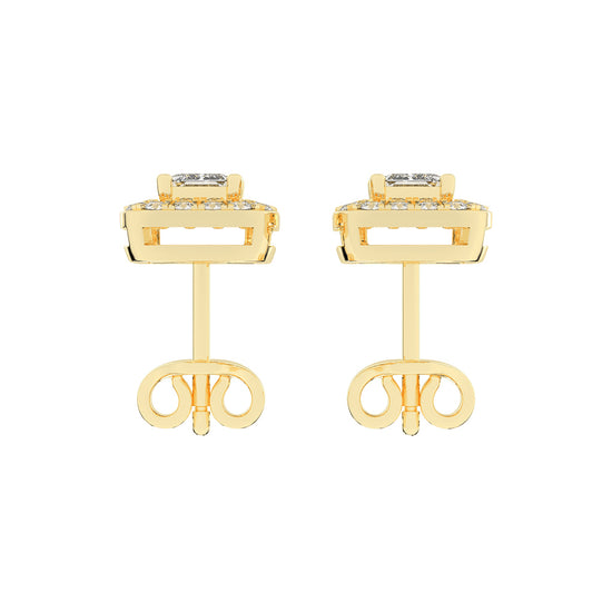 Regal Emerald Halo Diamond Studs