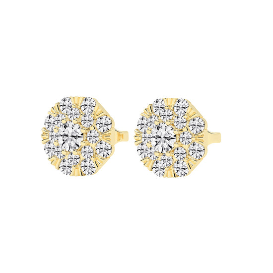 Effulgent Cluster Round Brilliant Diamond Studs