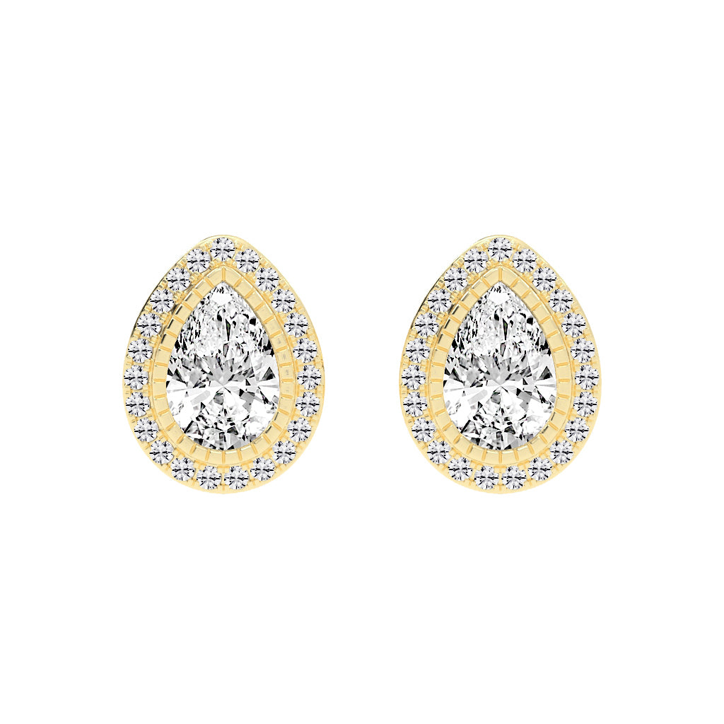 Magnificent Double Halo Pear Diamond Studs