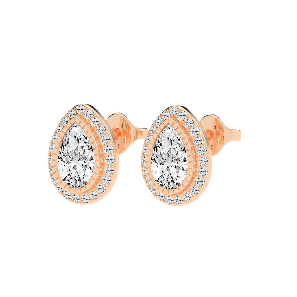 Magnificent Double Halo Pear Diamond Studs