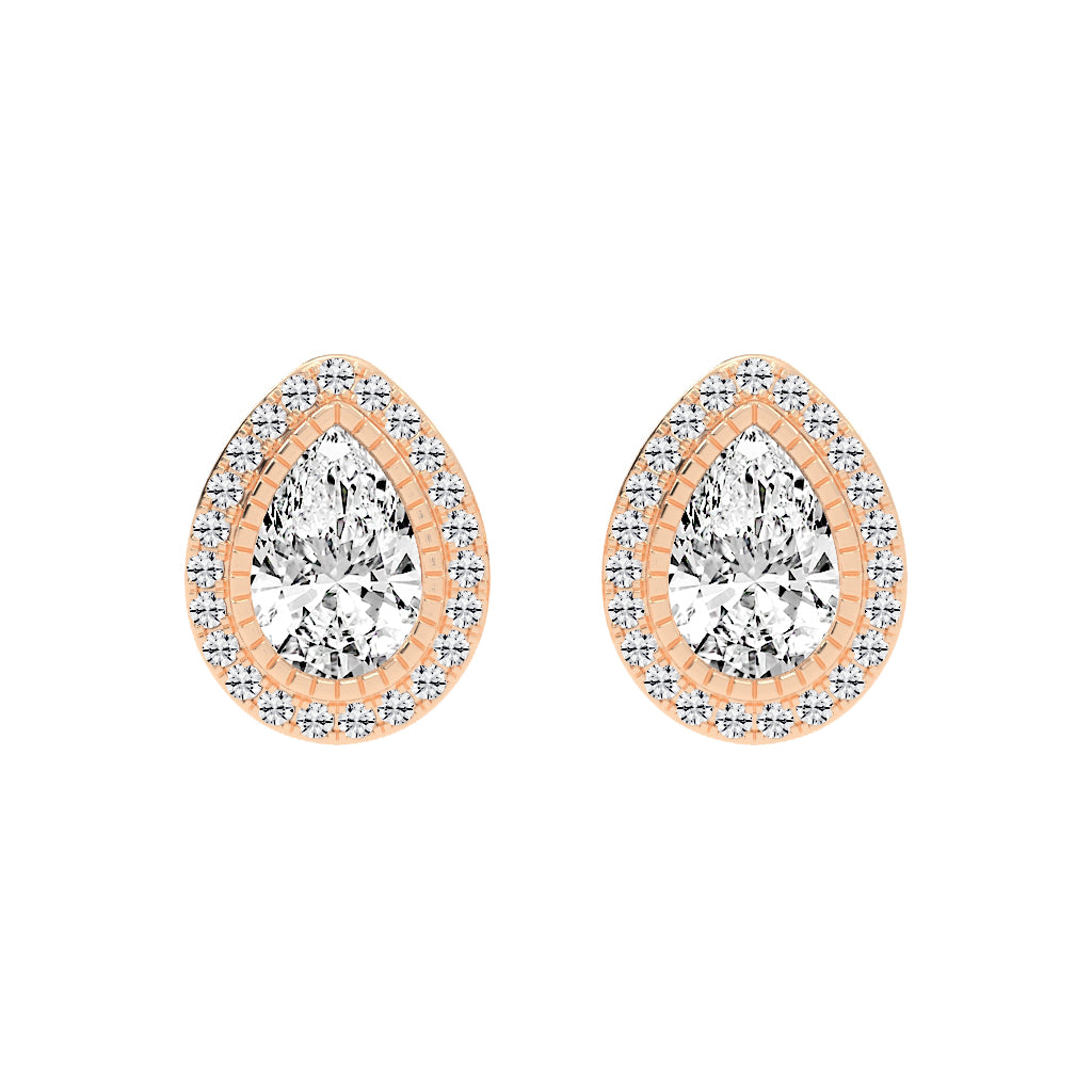 Magnificent Double Halo Pear Diamond Studs