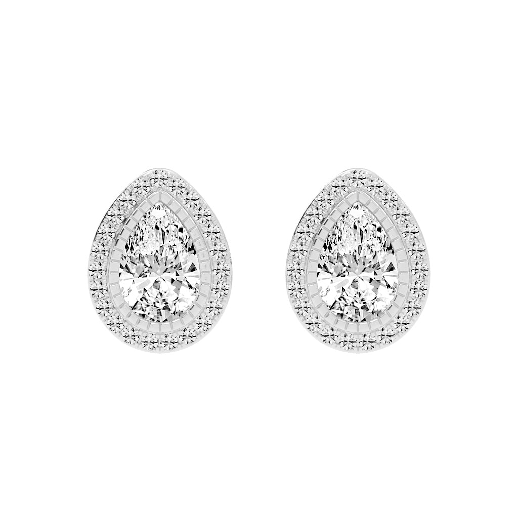 Magnificent Double Halo Pear Diamond Studs