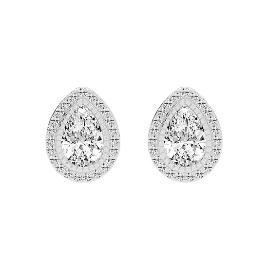 Magnificent Double Halo Pear Diamond Studs